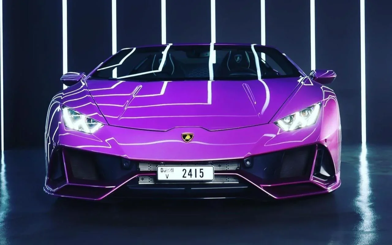 Lamborghini Huracan EVO Spyder Purple 2024 for rent in Dubai