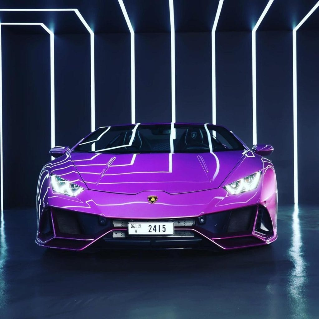 Lamborghini Huracan EVO Spyder Purple 2024 for rent in Dubai