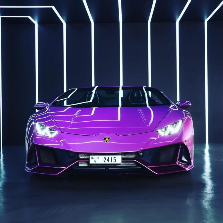 Lamborghini Huracan EVO Spyder Purple 2024 for rent in Dubai