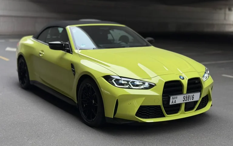 BMW M4 Competition Convertible Yellow 2025 for rent in Dubai