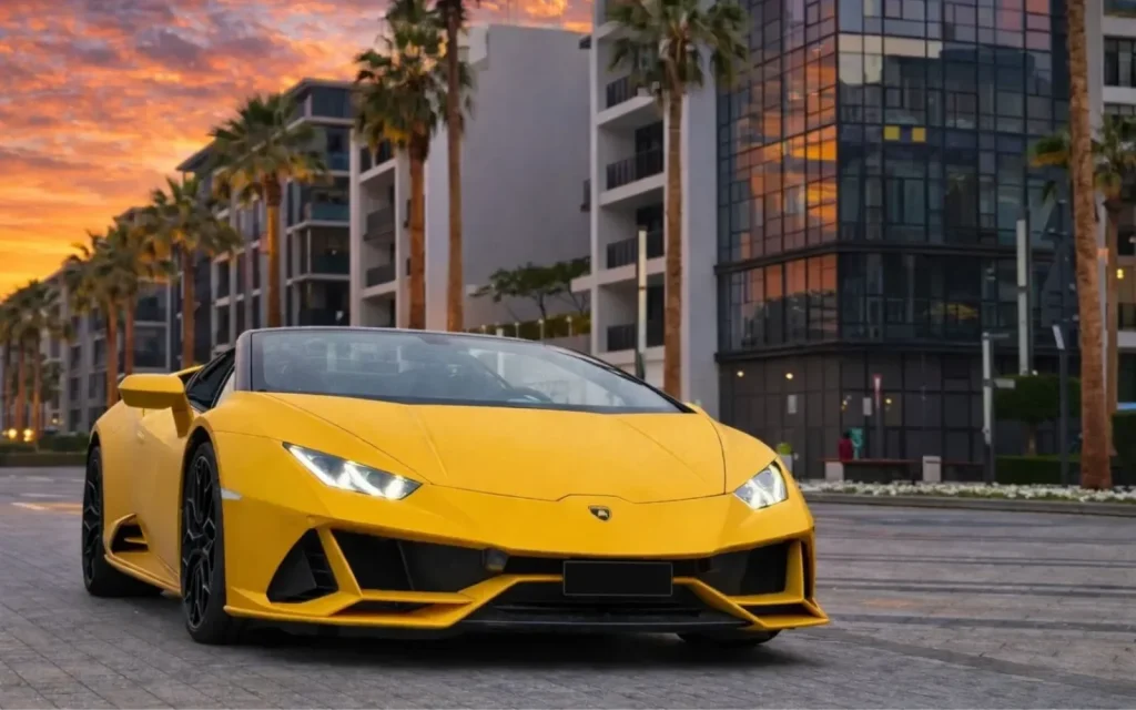 Lamborghini Huracan EVO Spyder Yellow 2023 for rent in Dubai